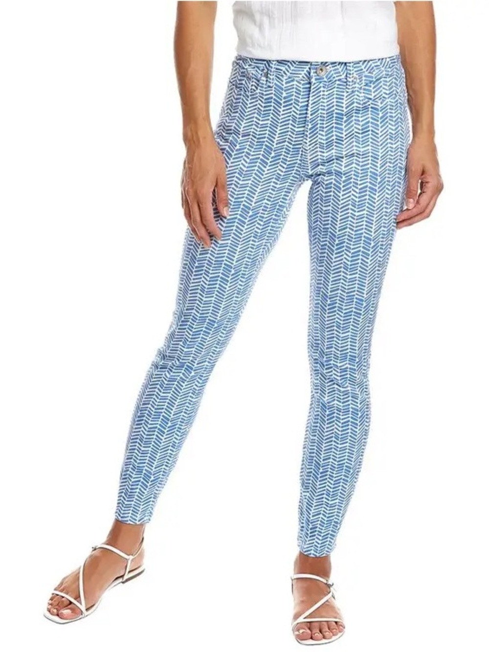 Vineyard Vines Jamie High-Rise Chevron Jean Blue White Nautical Coastal Size 29